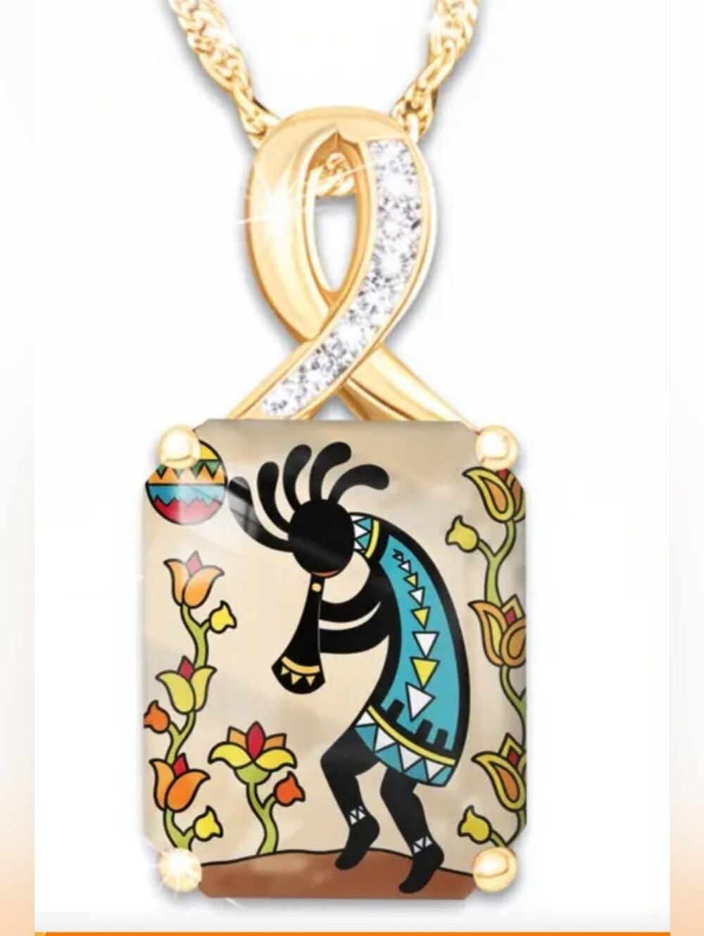 Gold Tone Kokopelli Pendant Necklace
